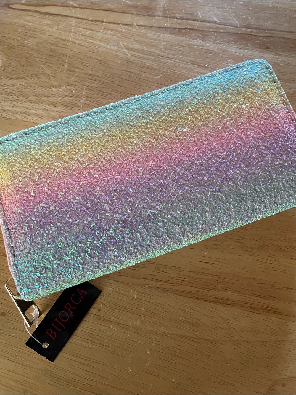 Bijorca Iridescent Rainbow Glitter Zip Wallet - Multicolor